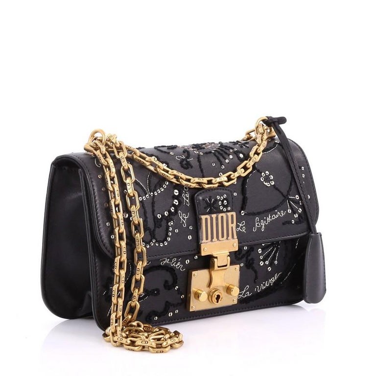 Christian Dior Dioraddict Flap Bag Embellished Leather Small At