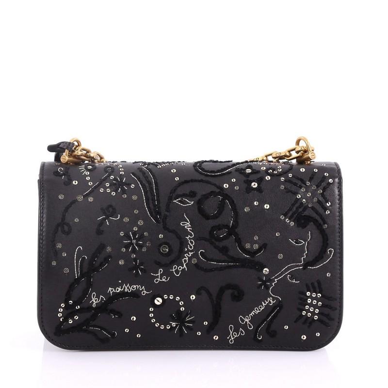 Black Christian Dior Dioraddict Flap Bag Embellished Leather Small