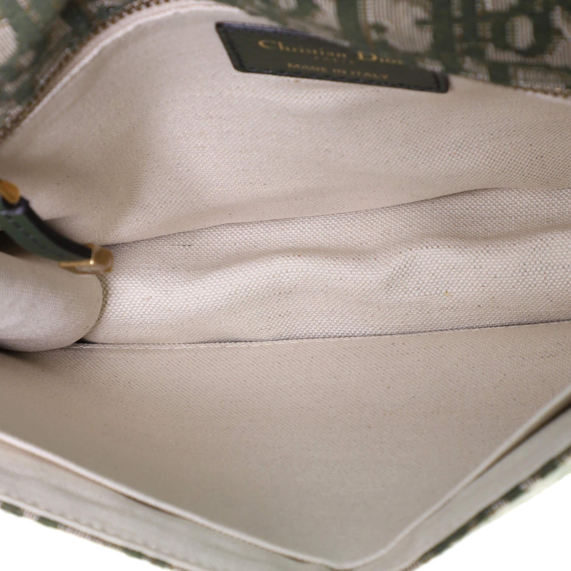 Gray Christian Dior Dioraddict Flap Bag with Strap Oblique Canvas Medium