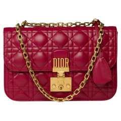 Borsa a tracolla Christian Dior Dioraddict in pelle cannage borgogna, GHW