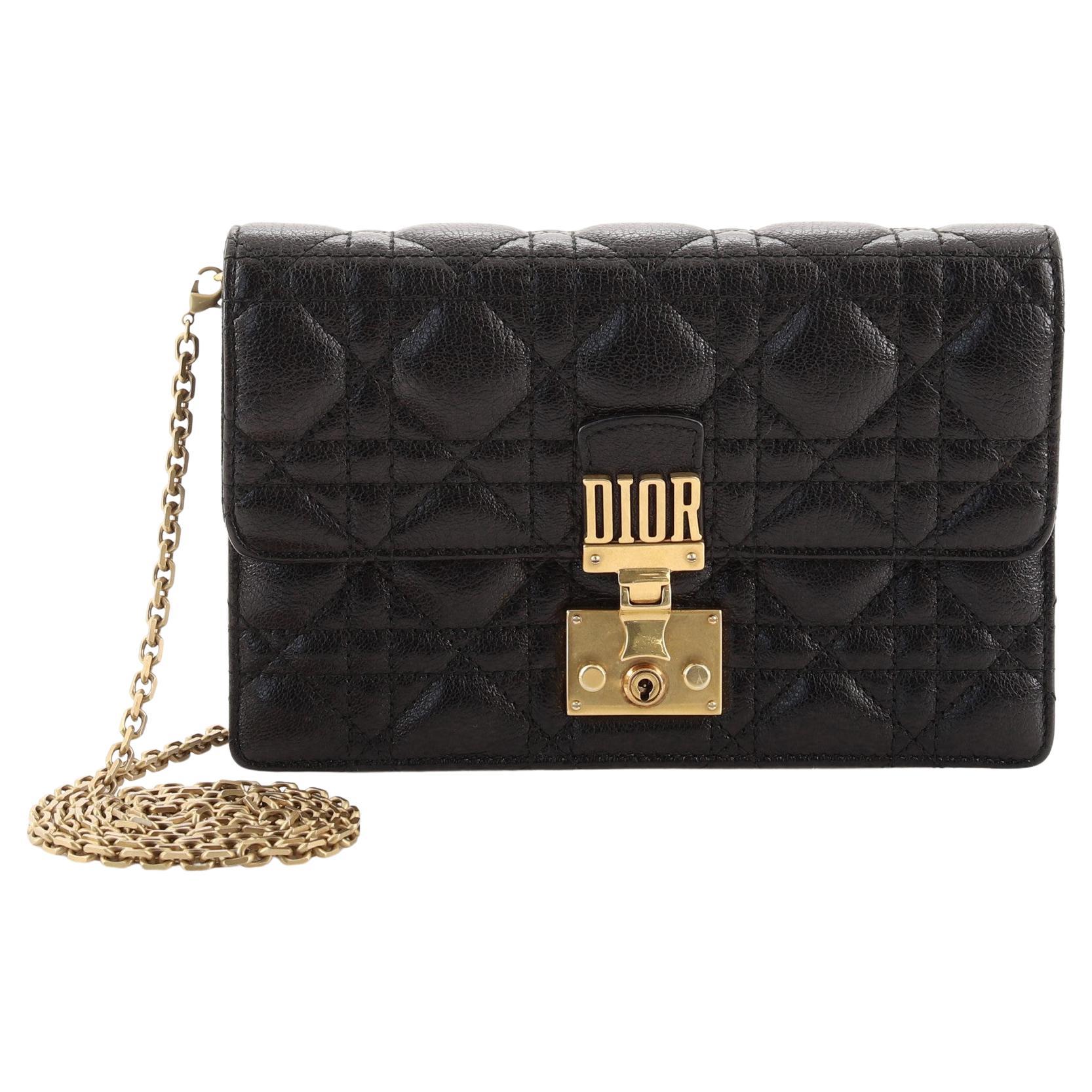 Dior Addict Wallet On ChainClutch Blue Lambskin with Rustic Gold Hardware  TOEO5  Luxuy Vintage