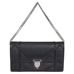 Christian Dior Diorama Black Leather Chain Clutch