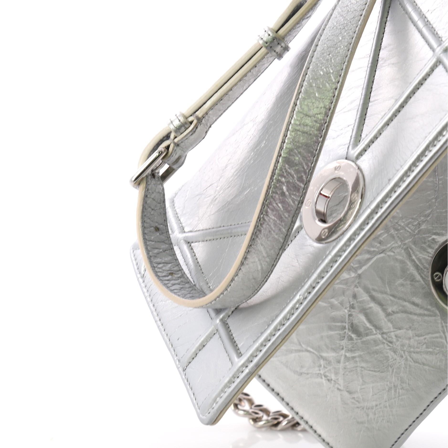 Christian Dior Diorama Clasp Flap Bag Crinkled Lambskin Small 2