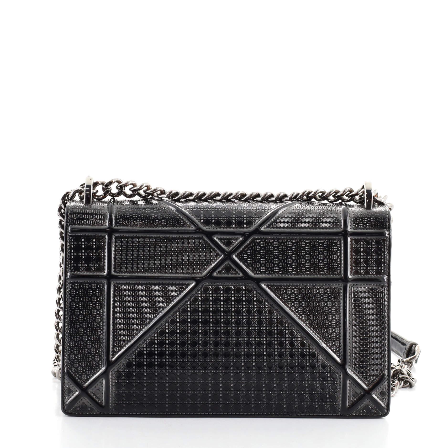Black Christian Dior Diorama Flap Bag Cannage Embossed Calfskin Medium