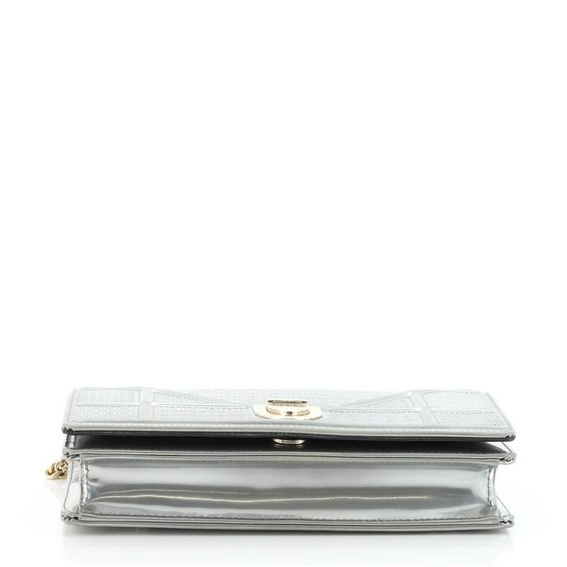 Gray Christian Dior Diorama Flap Bag Cannage Embossed Calfskin Mini