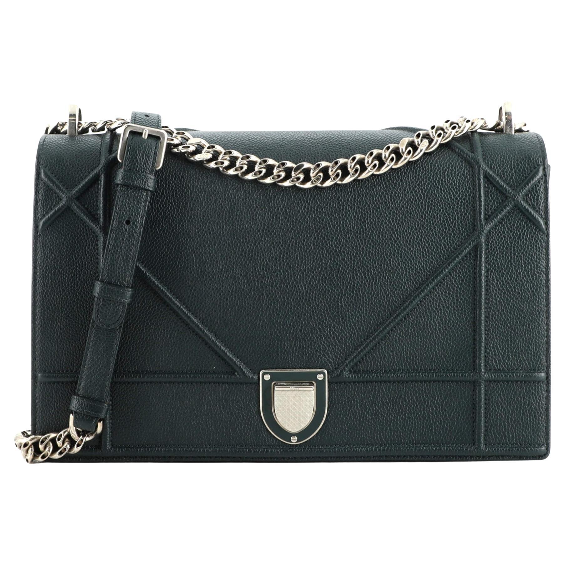 100% Authentic Christian Dior Diorama Flap Bag Embossed Calfskin Medium