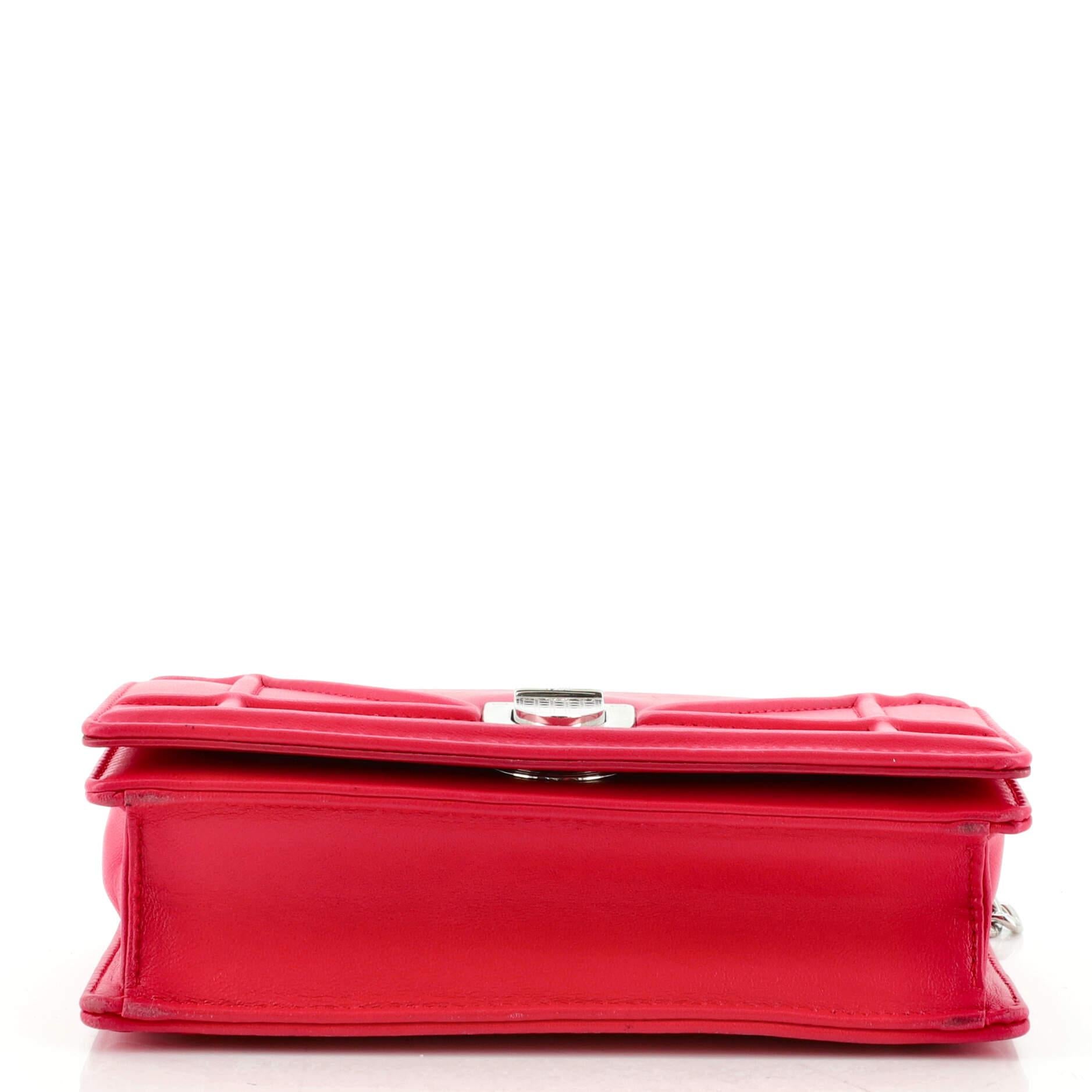 Red Christian Dior Diorama Flap Bag Lambskin Mini