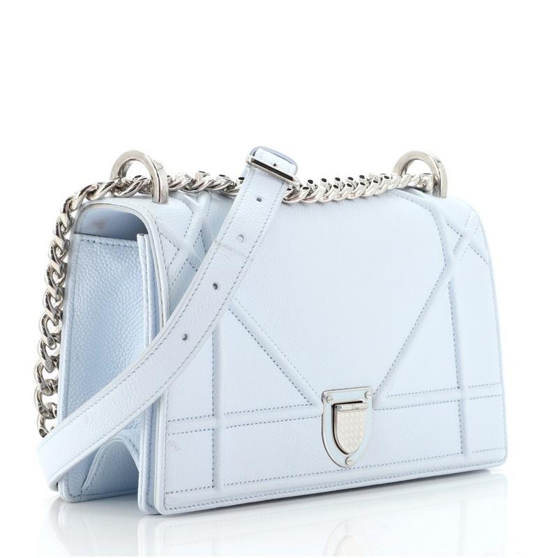 Gray Christian Dior Diorama Flap Bag Lambskin Small