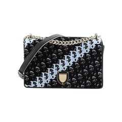 Christian Dior Diorama Flap Bag Oblique Velvet And Canvas Medium