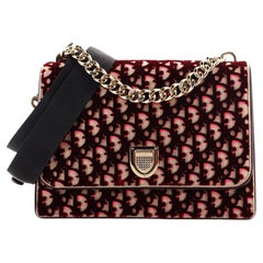 Christian Dior Diorama Flap Bag Oblique Velvet and Canvas Medium