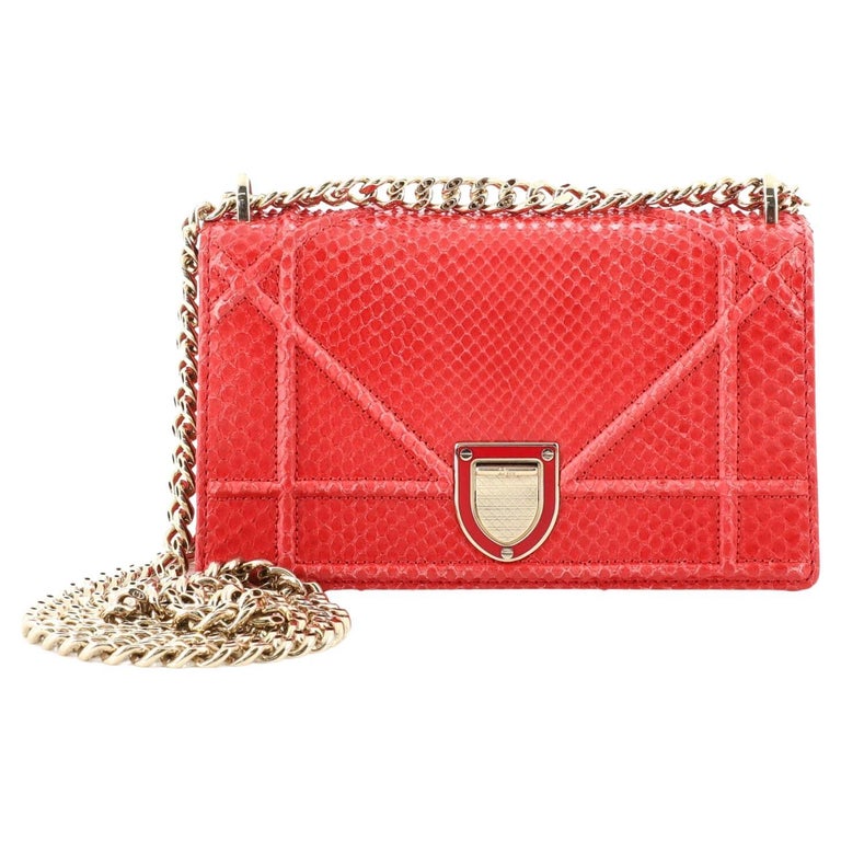 Christian Dior Diorama Flap Bag Python Small For Sale at 1stDibs