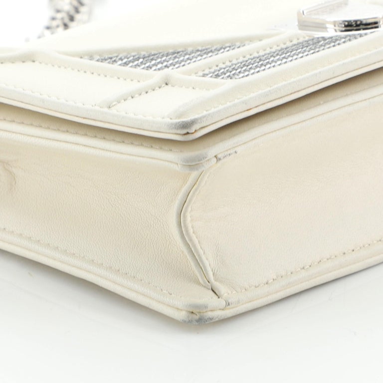 White Dior Mini Diorama Sequin Flap Bag