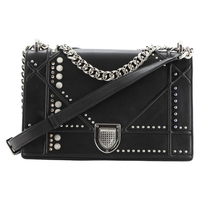 Christian Dior Diorama Flap Bag Studded Leather Medium For Sale at 1stDibs