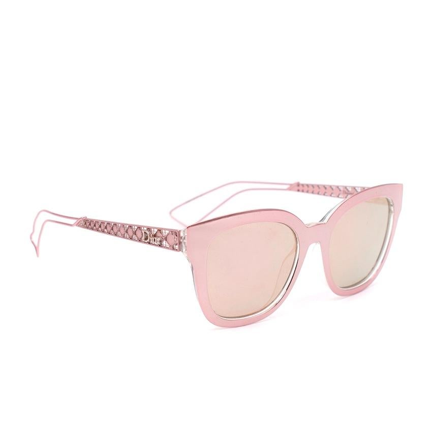 Noir Christian Dior Diorama - Lunettes de soleil en métal de couleur or rose en vente