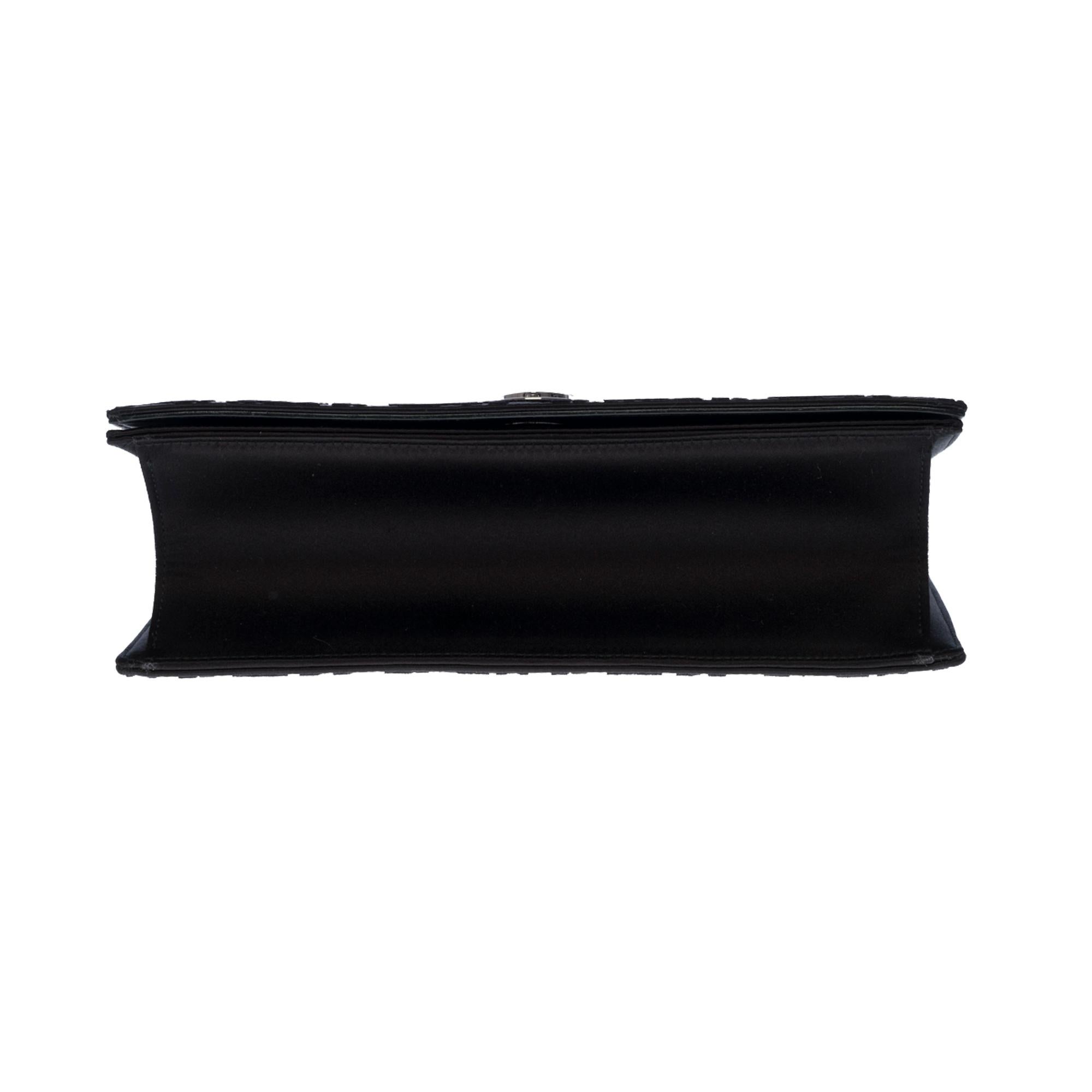 Christian Dior Diorama Shoulder bag in black velvet and crystals, SHW 3