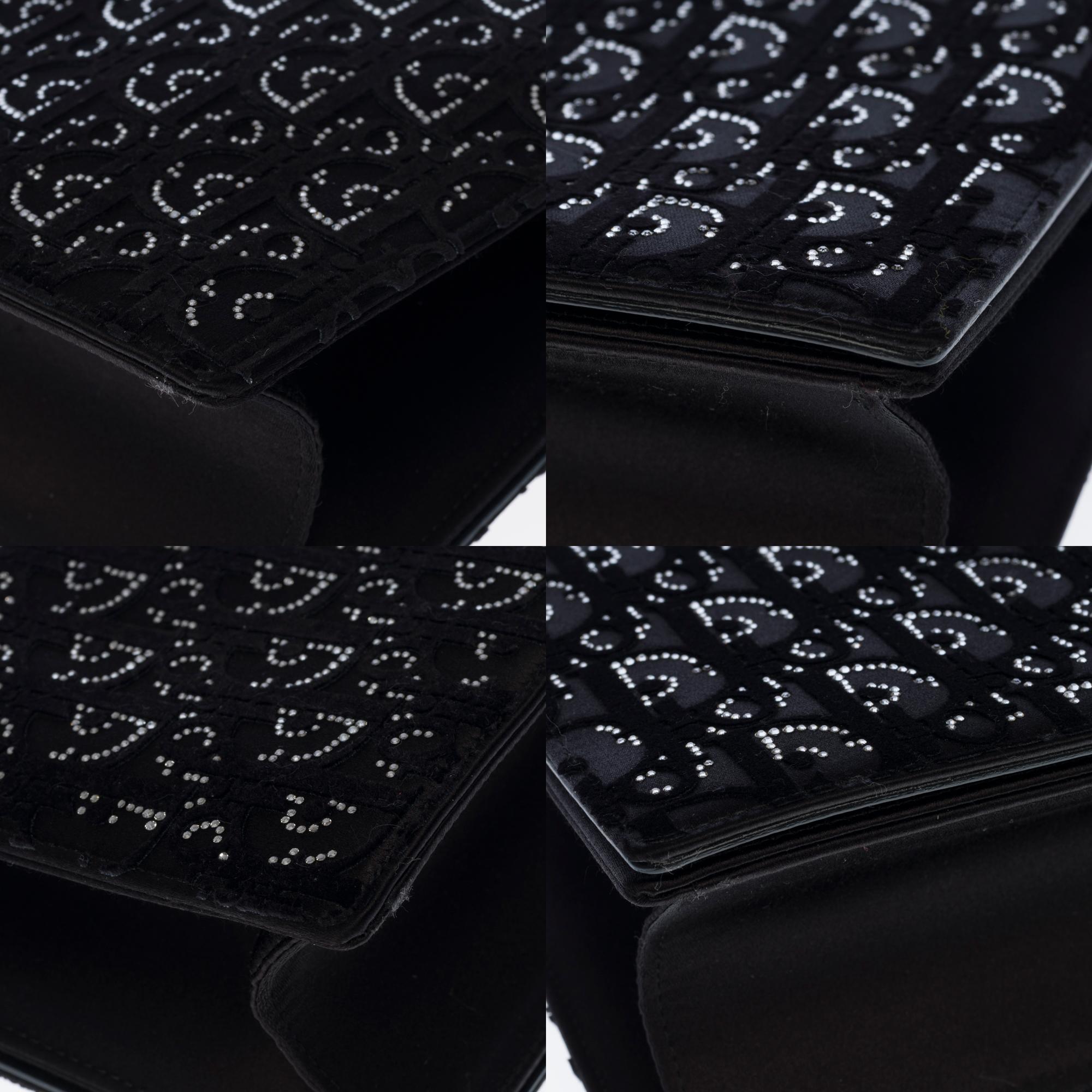 Christian Dior Diorama Shoulder bag in black velvet and crystals, SHW 4