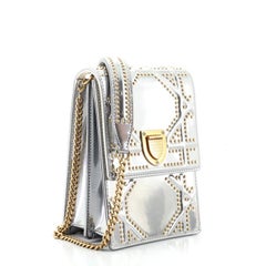 Christian Dior  Diorama Vertical Clutch on Chain Studded Metallic Leather