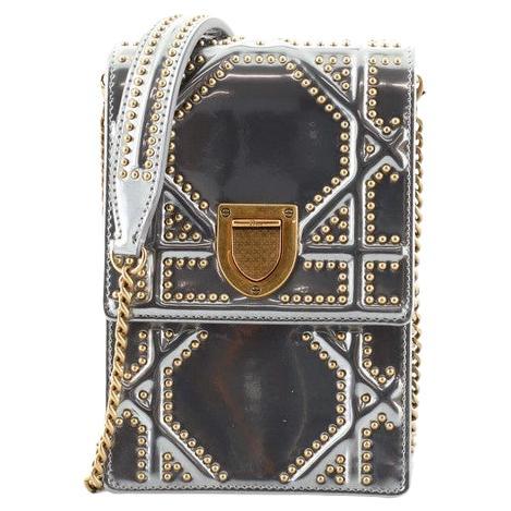 Christian Dior Diorama Flap Bag Studded Denim Medium at 1stDibs