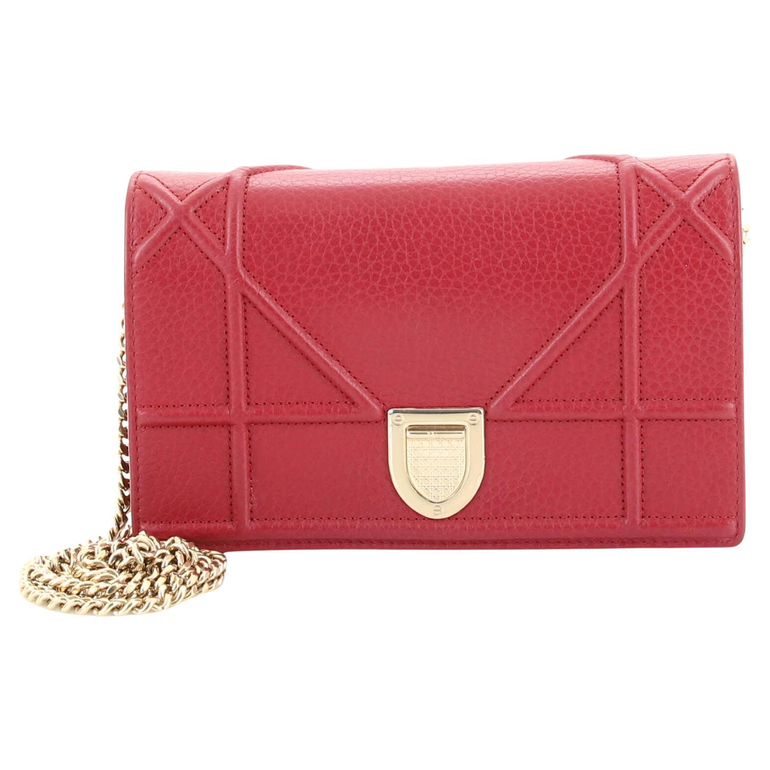 Christian Dior Diorama Wallet on Chain Leather For Sale at 1stDibs