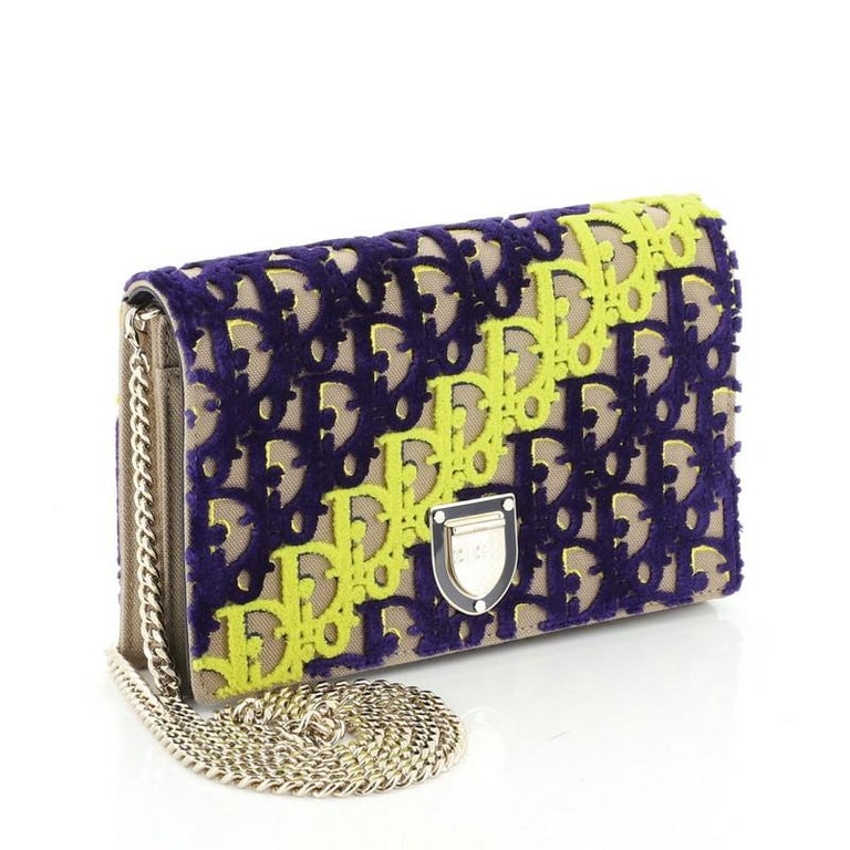 Christian Dior Diorama Wallet on Chain Oblique Velvet and Canvas at 1stDibs