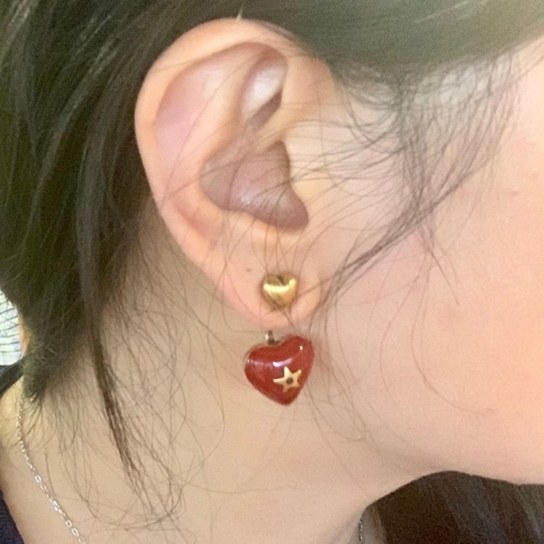christian dior heart earrings