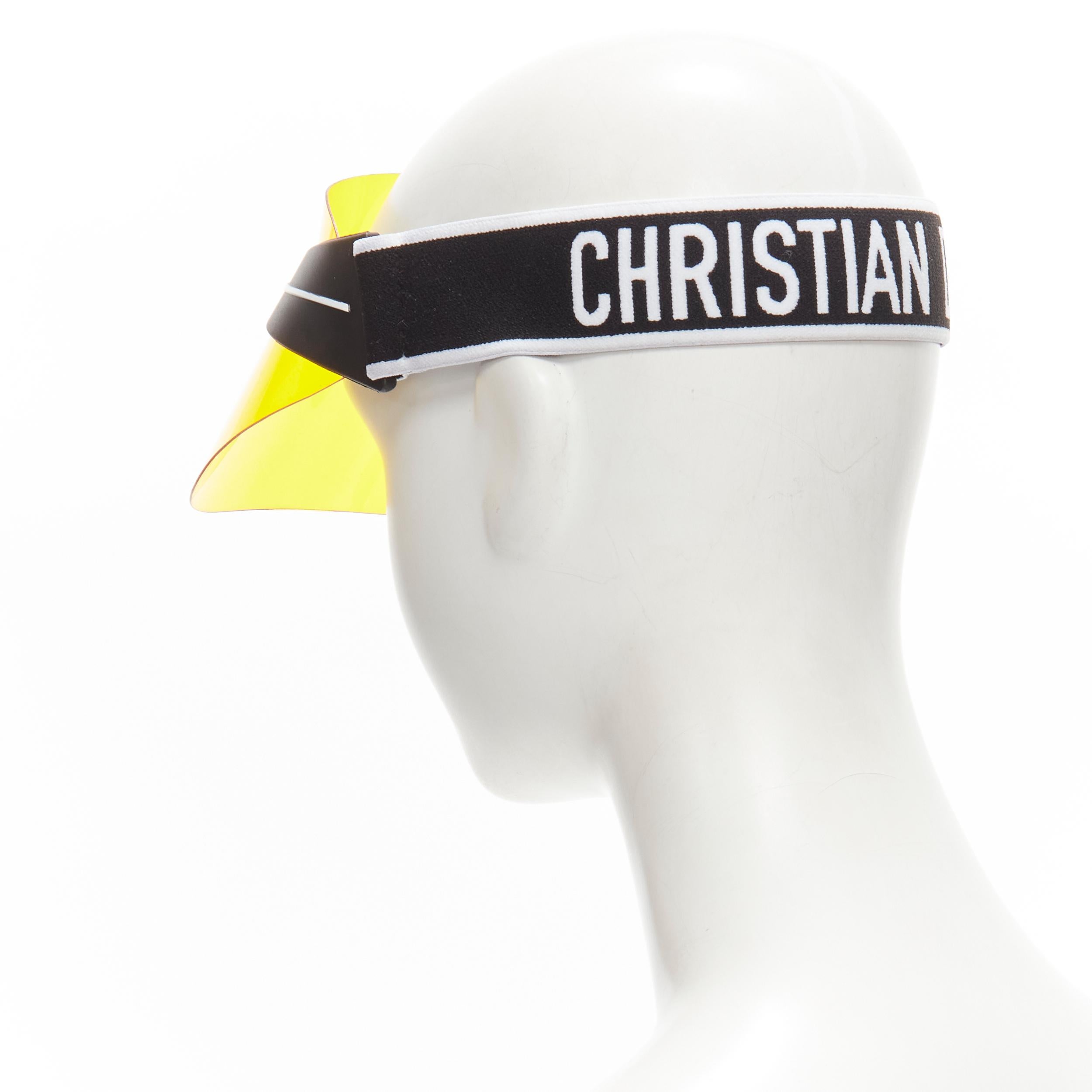 Beige CHRISTIAN DIOR DiorClub1 Signatire yellow visor shield hat For Sale