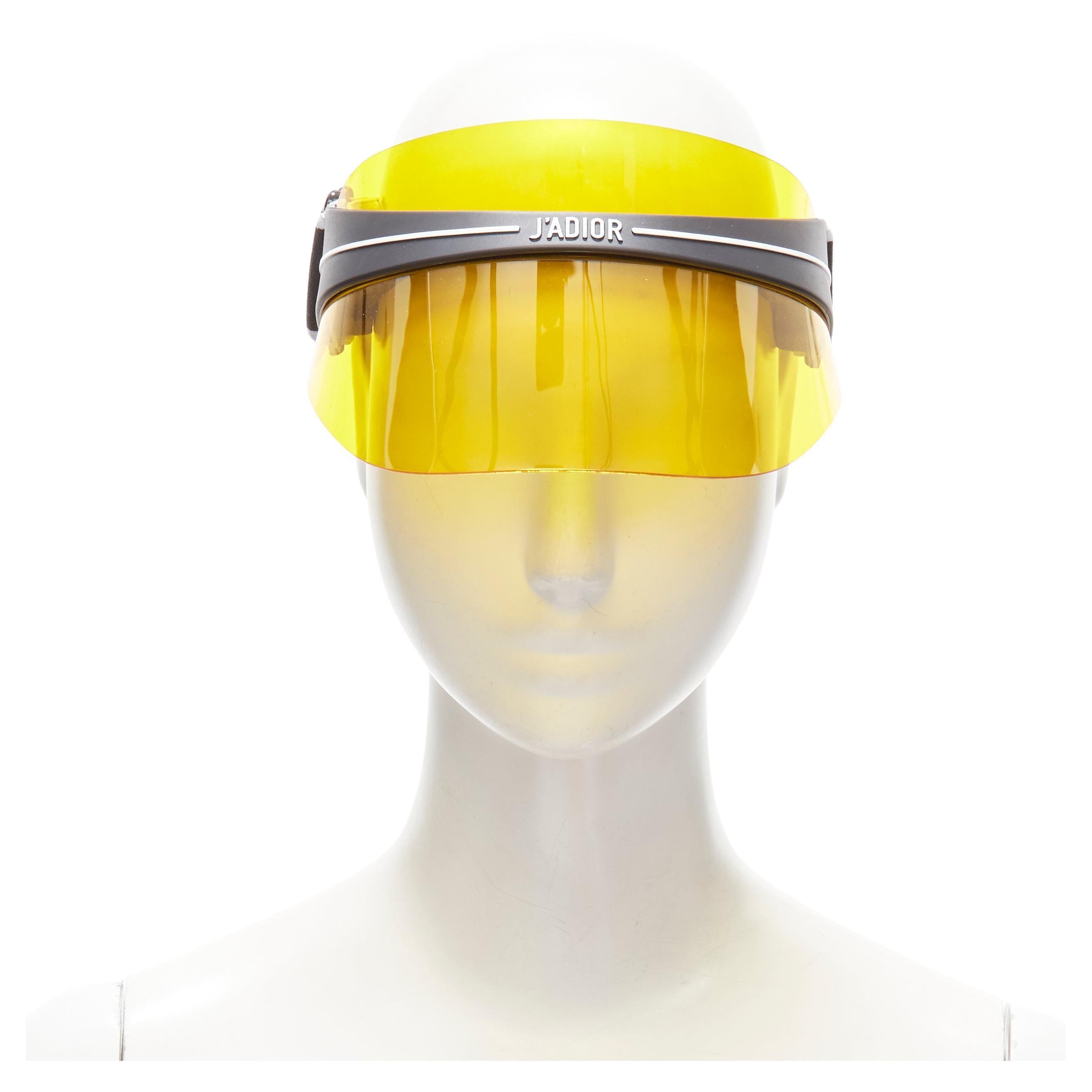 CHRISTIAN DIOR DiorClub1 Signatire yellow visor shield hat For Sale