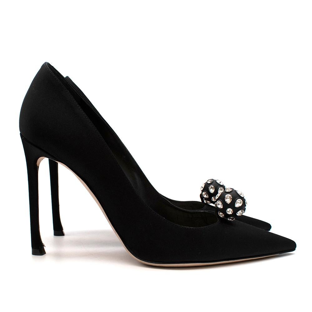 Christian Dior Dioressence Black Satin Crystal Pumps 

-Made of soft silk satin 
-Super elegant Style 
-Crystal ball to the toes 
-Luxurious soft leather lining 
-Sculptural dior stiletto heel 
-Timeless neutral design