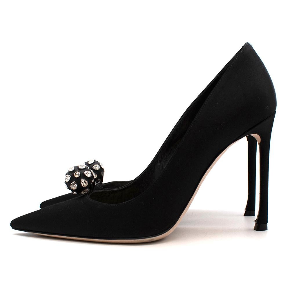Women's or Men's Christian Dior Dioressence Black Satin Crystal Pumps - Size 38.5