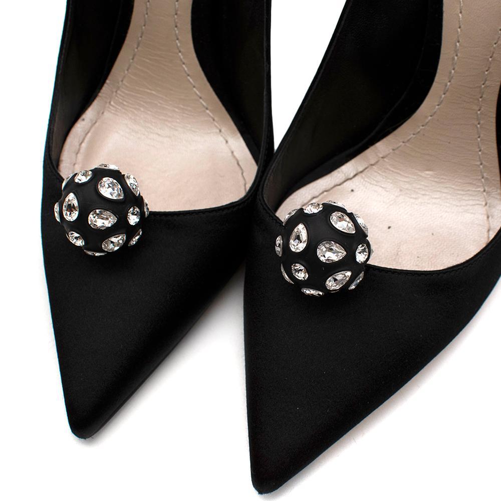 Christian Dior Dioressence Black Satin Crystal Pumps - Size 38.5 1