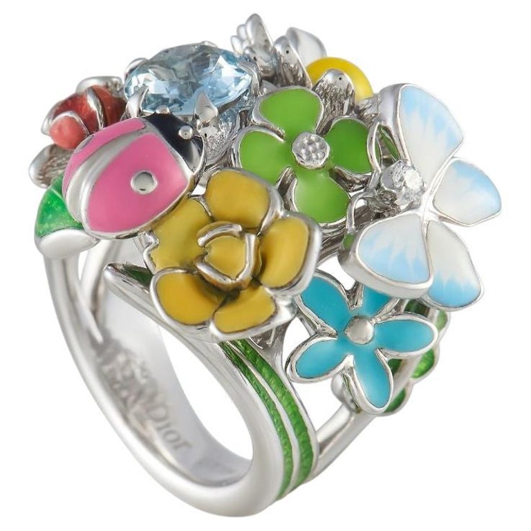 Christian Dior Diorette 18k White Gold Aquamarine Ring For Sale at 1stDibs