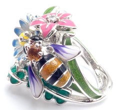 Christian Dior Diorette Diamond Citrine White Gold Flower Ring