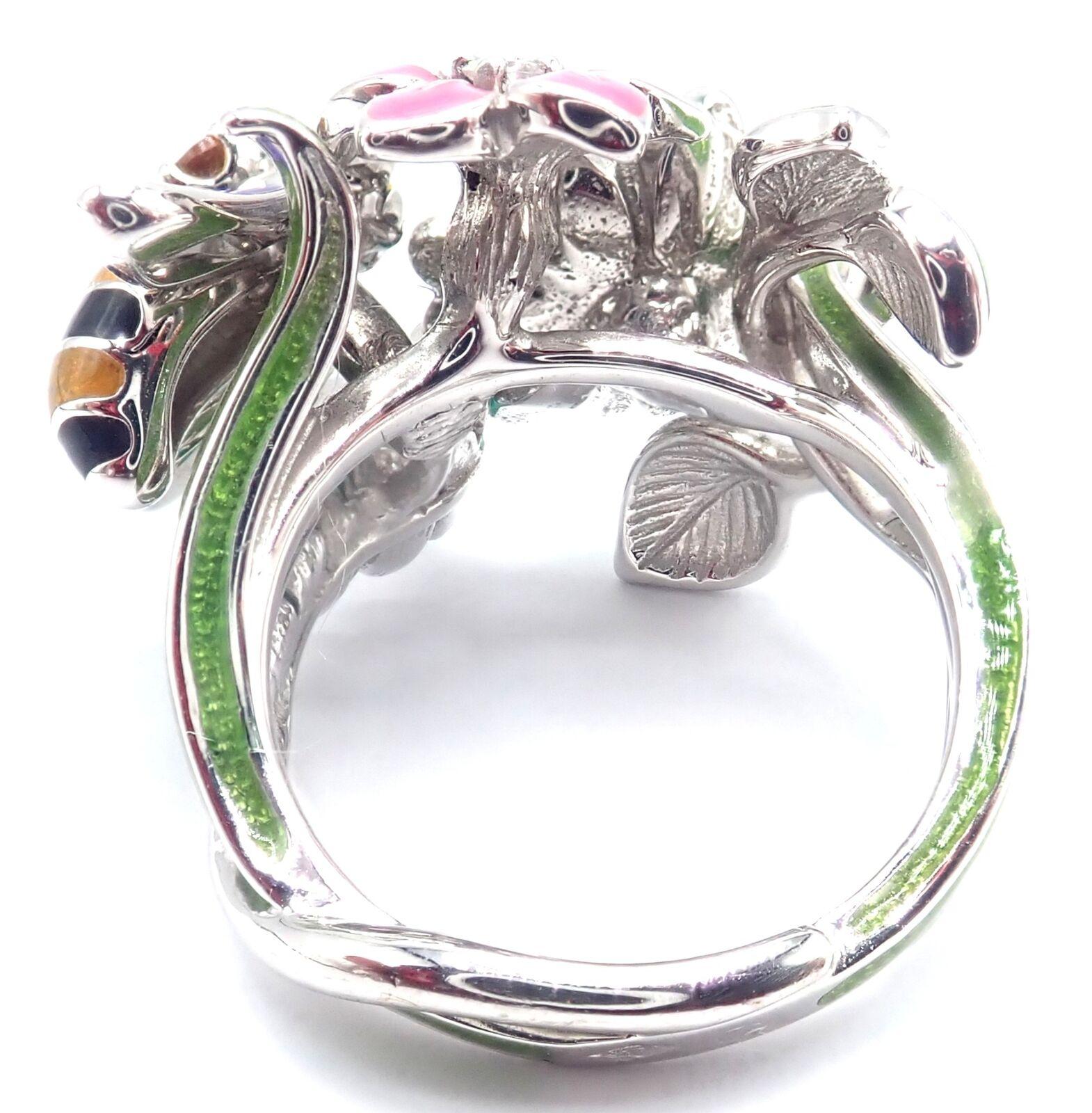Brilliant Cut Christian Dior Diorette Diamond Citrine White Gold Flower Ring
