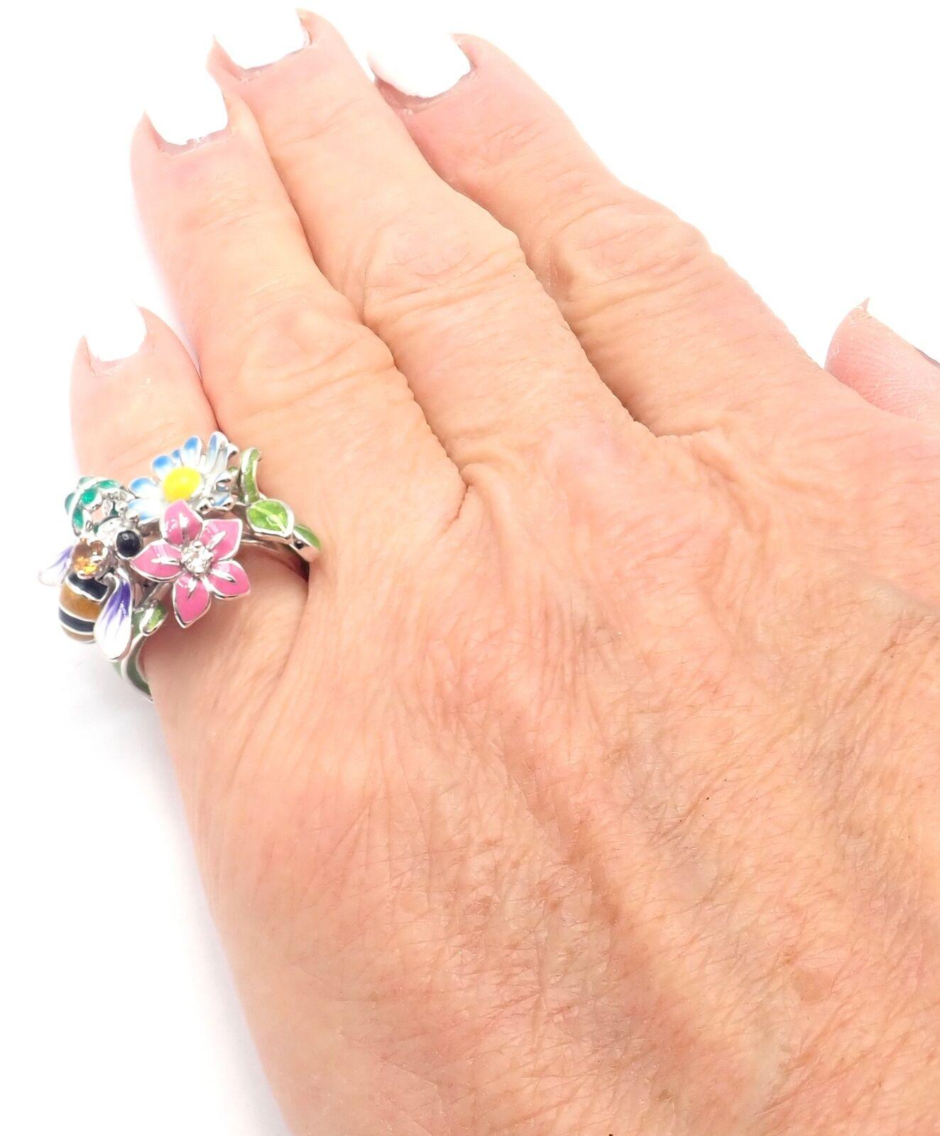 Christian Dior Diorette Diamond Citrine White Gold Flower Ring In Excellent Condition In Southampton, PA