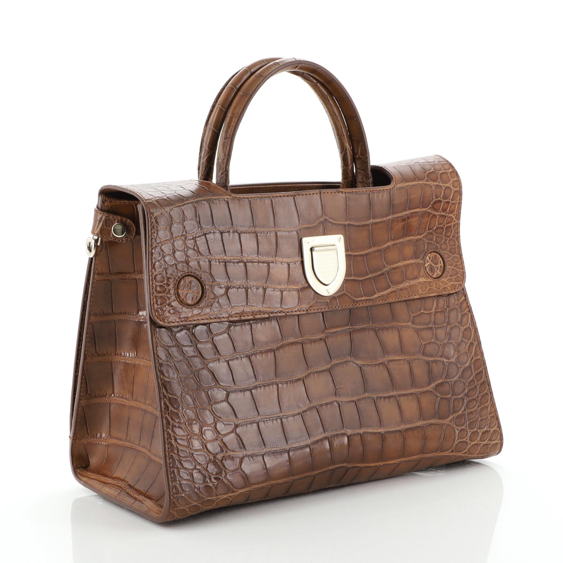 Brown Christian Dior Diorever Handbag Alligator Medium