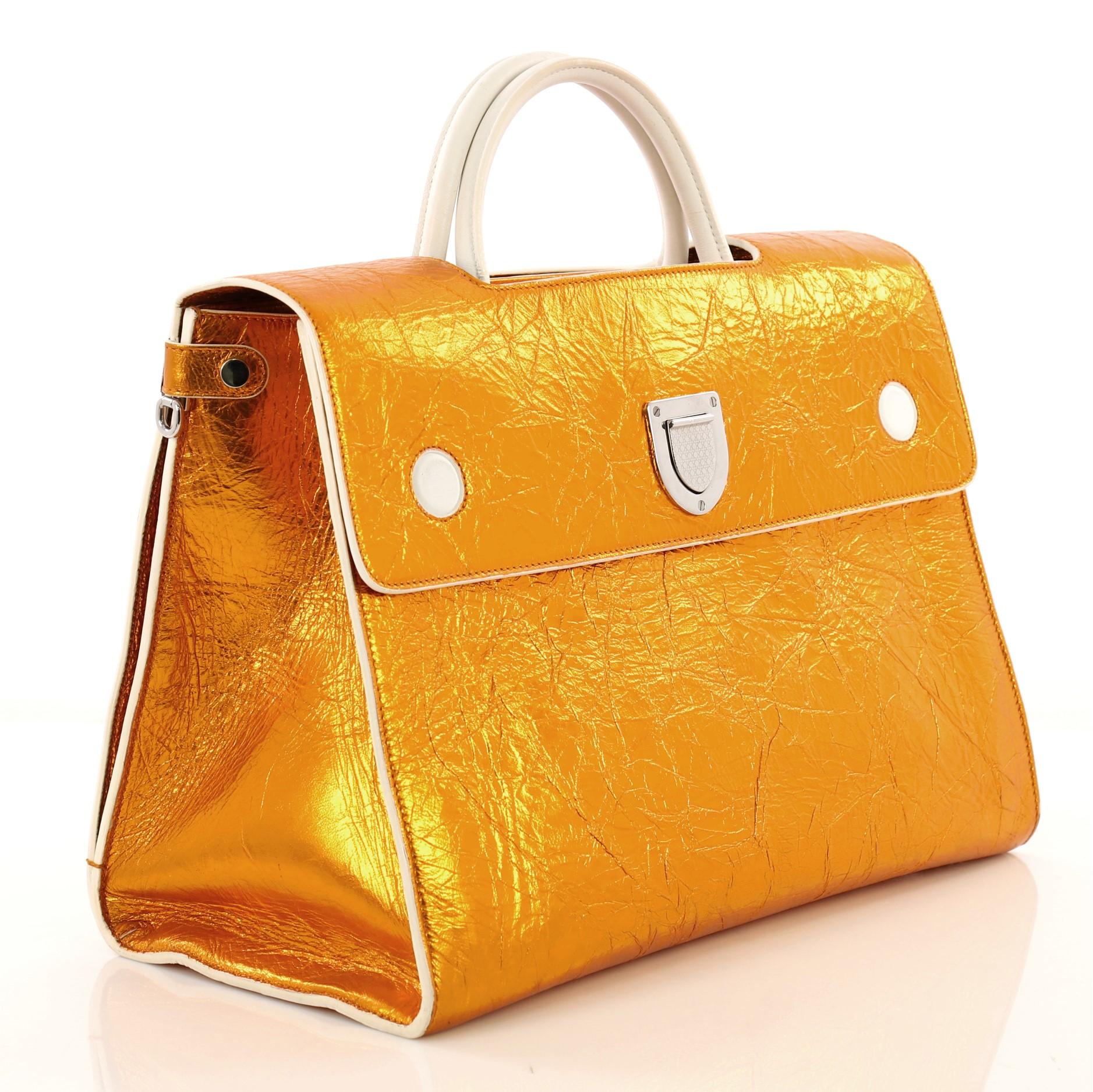 Orange Christian Dior Diorever Handbag Leather Large