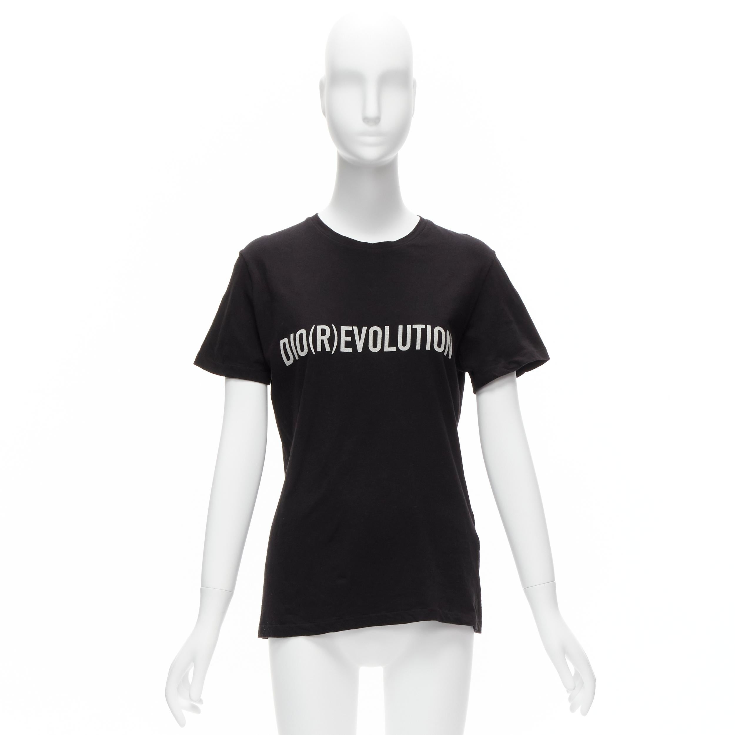 CHRISTIAN DIOR Diorevolution black cotton linen logo print tshirt M For Sale 5
