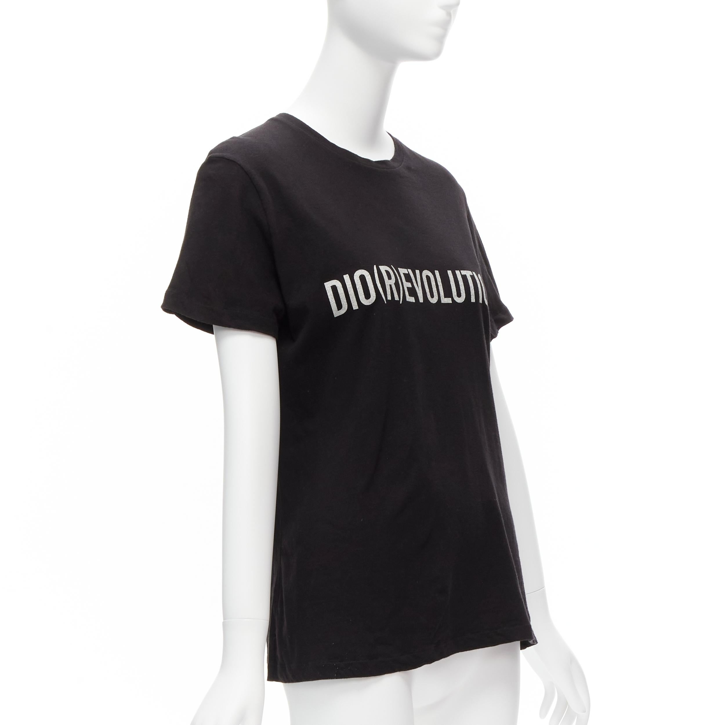 Black CHRISTIAN DIOR Diorevolution black cotton linen logo print tshirt M For Sale