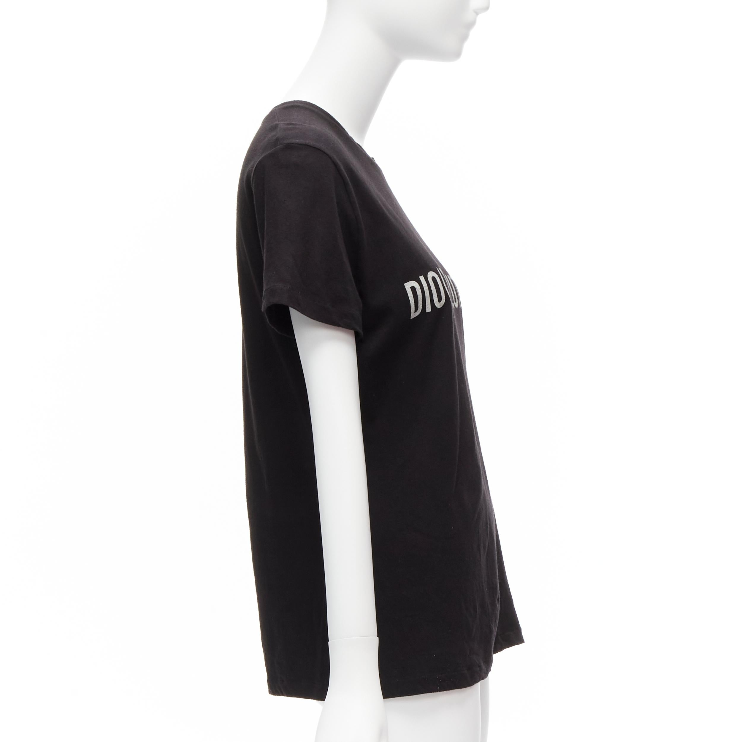 CHRISTIAN DIOR Diorevolution black cotton linen logo print tshirt M In Good Condition For Sale In Hong Kong, NT
