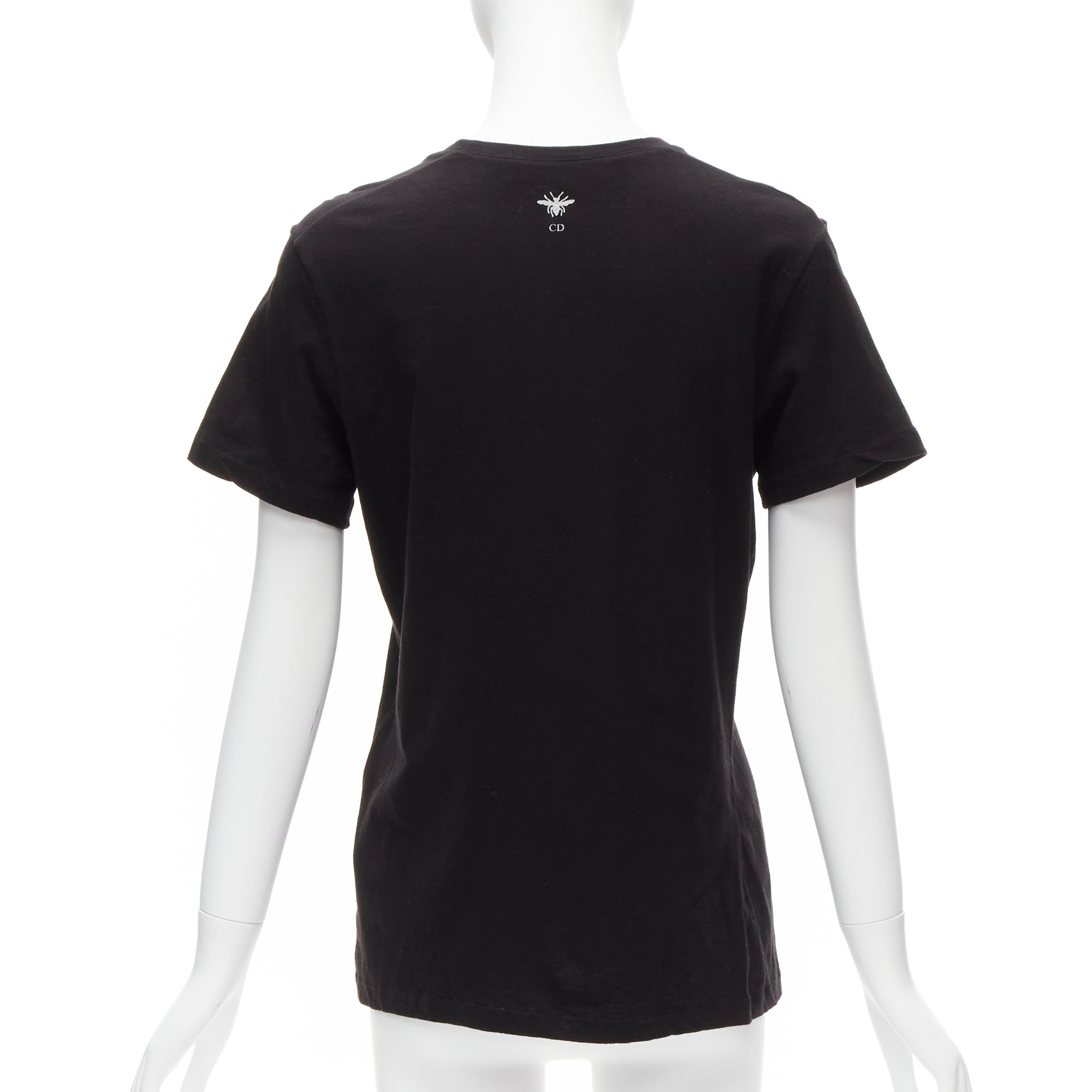 Women's CHRISTIAN DIOR Diorevolution black cotton linen logo print tshirt M For Sale