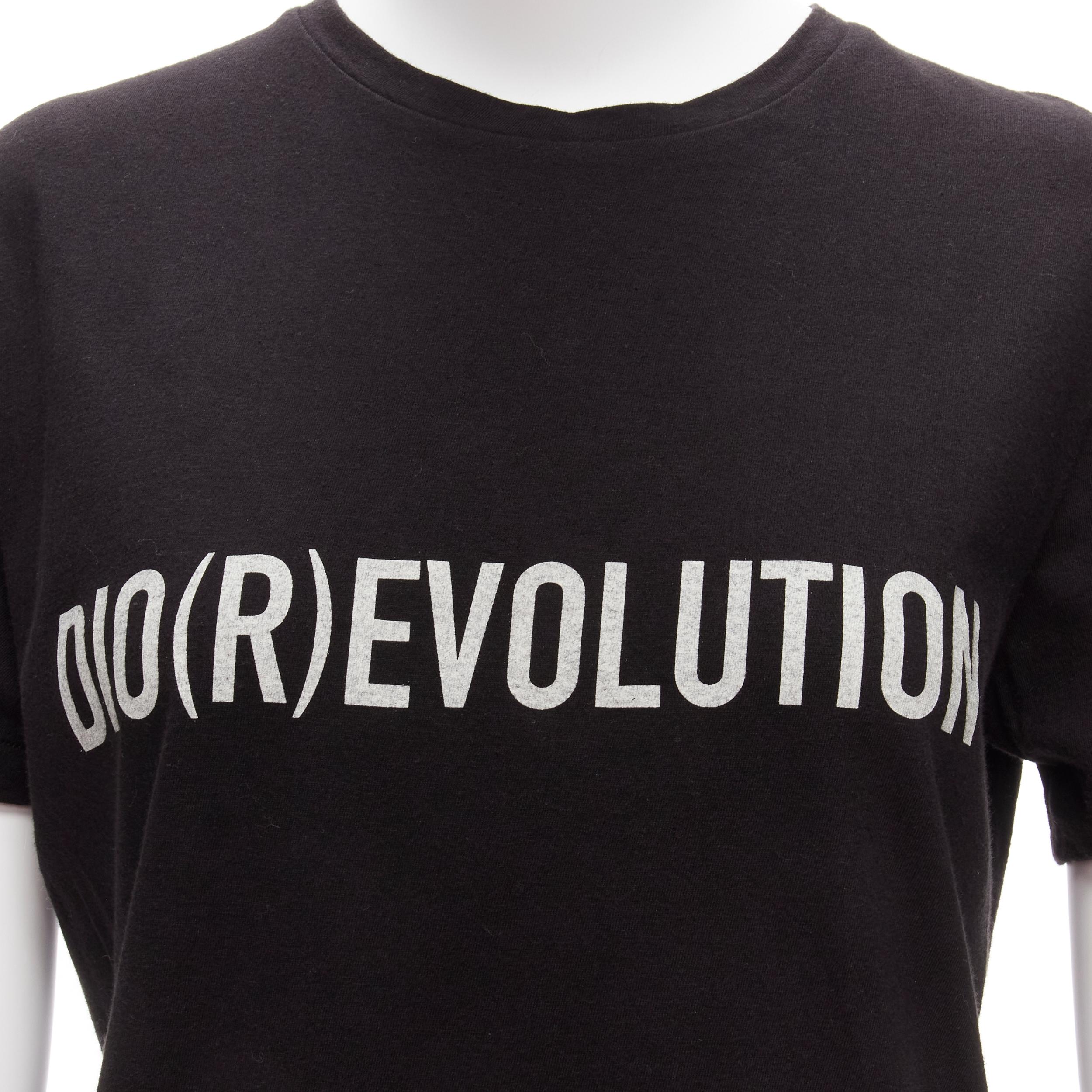 CHRISTIAN DIOR Diorevolution black cotton linen logo print tshirt M For Sale 2