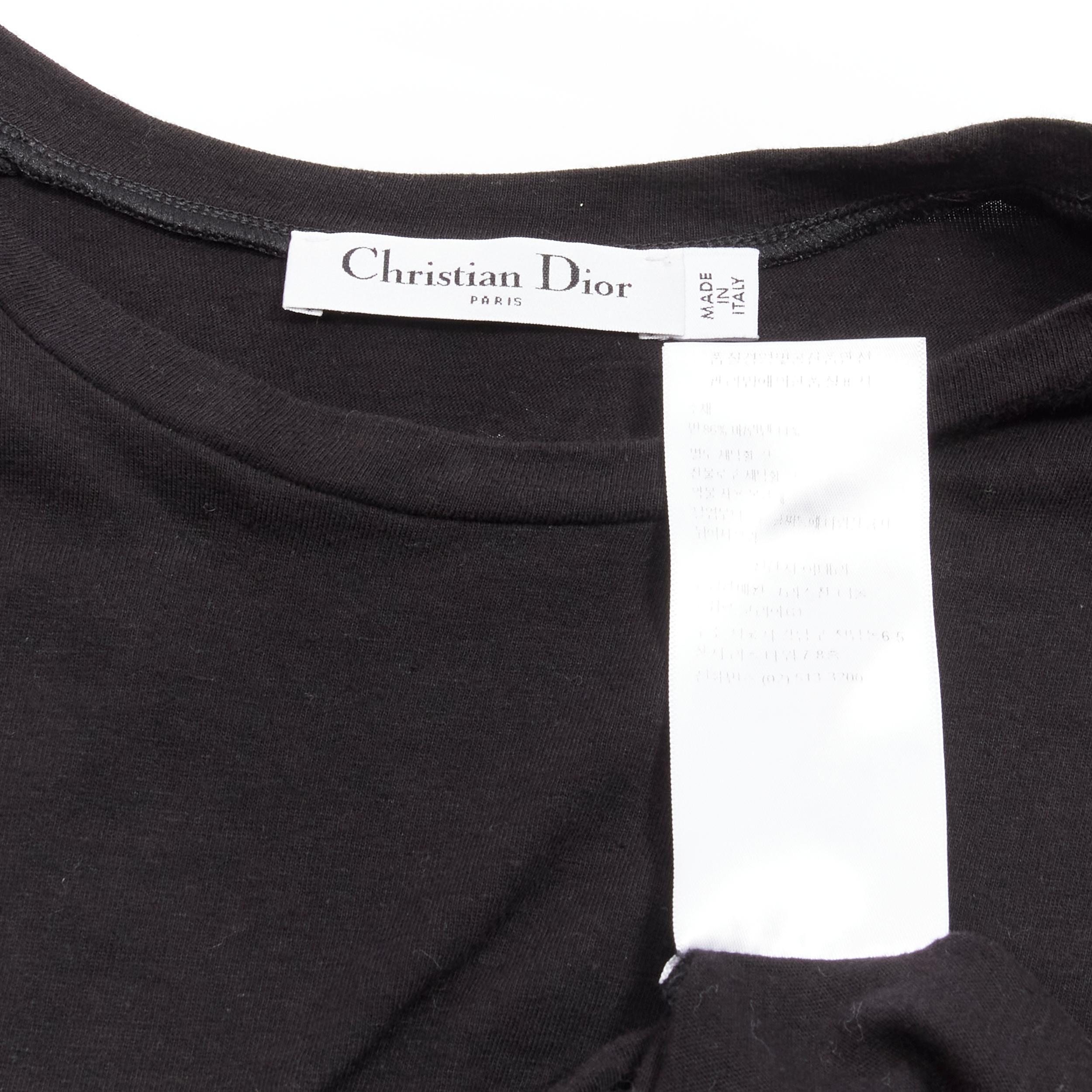 CHRISTIAN DIOR Diorevolution black cotton linen logo print tshirt M For Sale 4