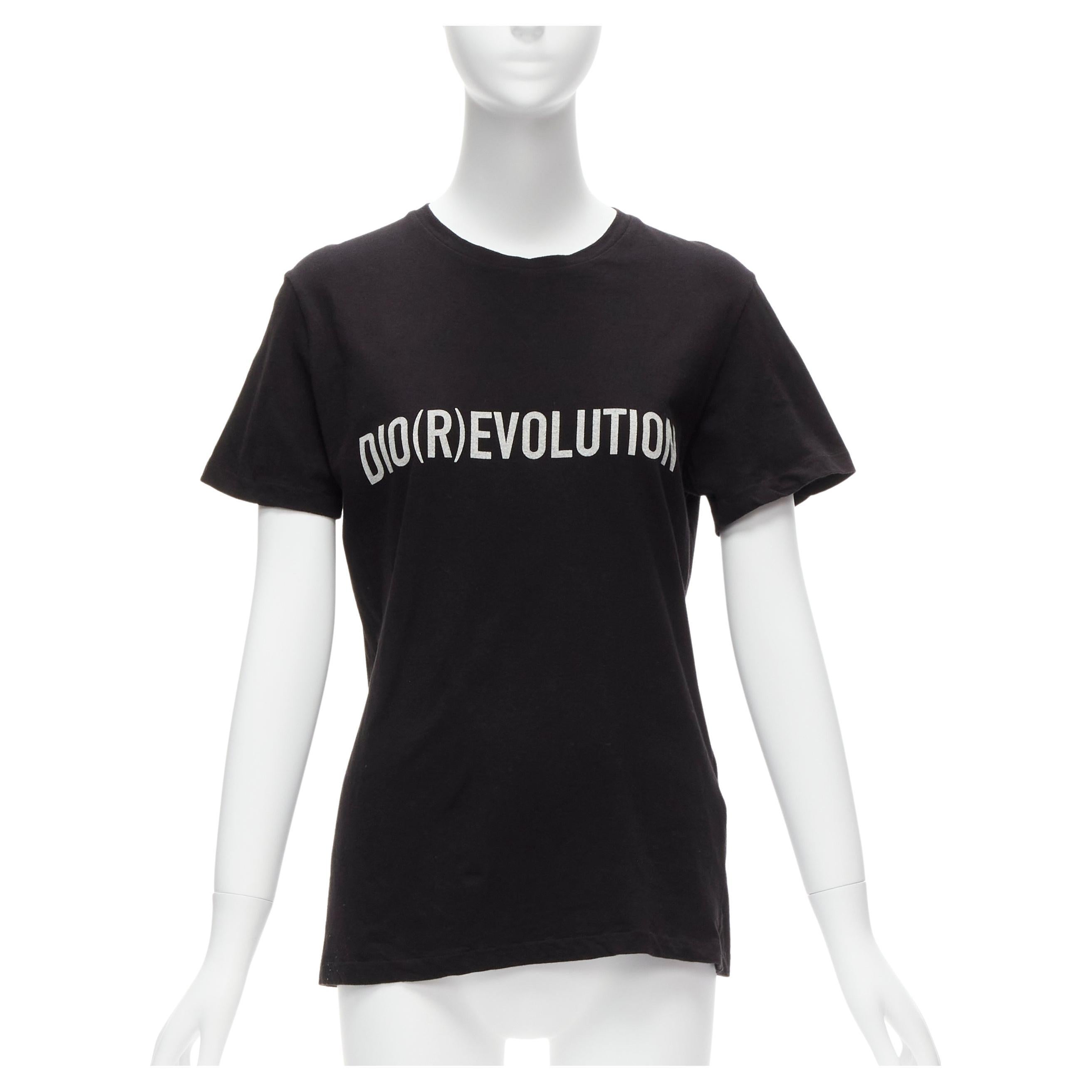 CHRISTIAN DIOR Diorevolution black cotton linen logo print tshirt M For Sale
