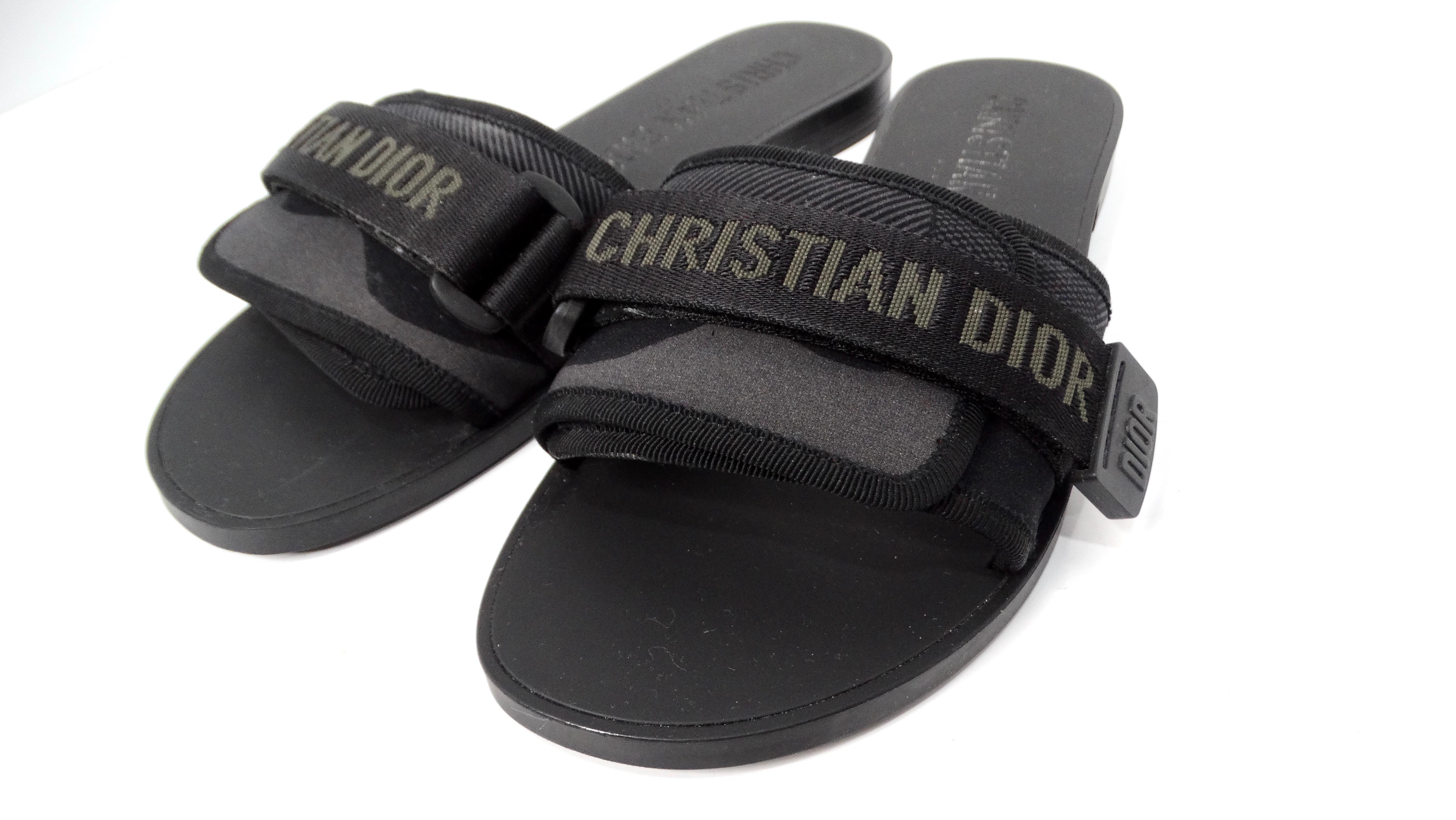 Christian Dior Dio(r)Evolution Sandalias negras con tira de velcro y ribete de grosgrain Negro en venta