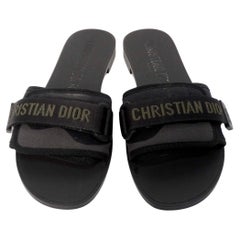 Christian Dior Dio(r)Evolution Black Grosgrain Trim & Velcro Strap Slides