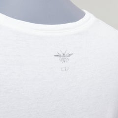 CHRISTIAN DIOR Dio(r)evolution cream grey cotton linen washed white tshirt S