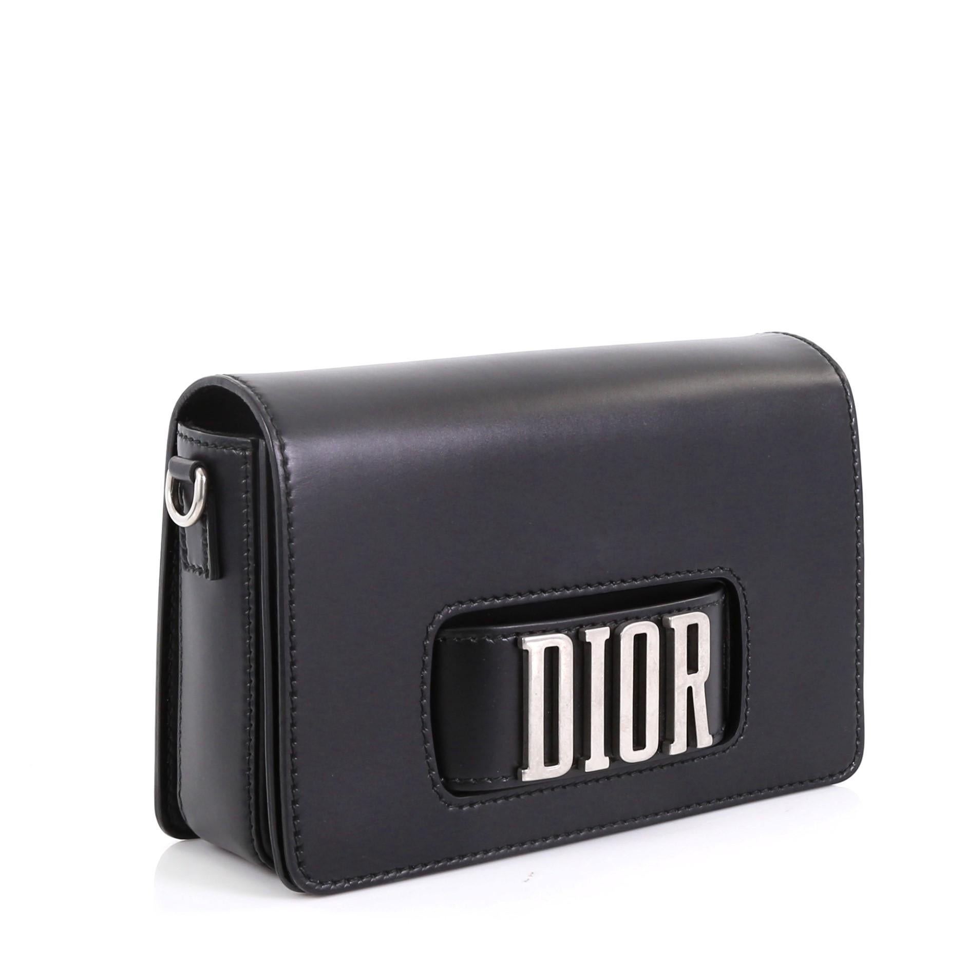Black Christian Dior Dio(r)evolution Flap Bag Leather Medium
