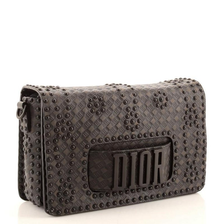 Christian Dior Dio(r)evolution Flap Bag Studded Embossed Leather Medium ...