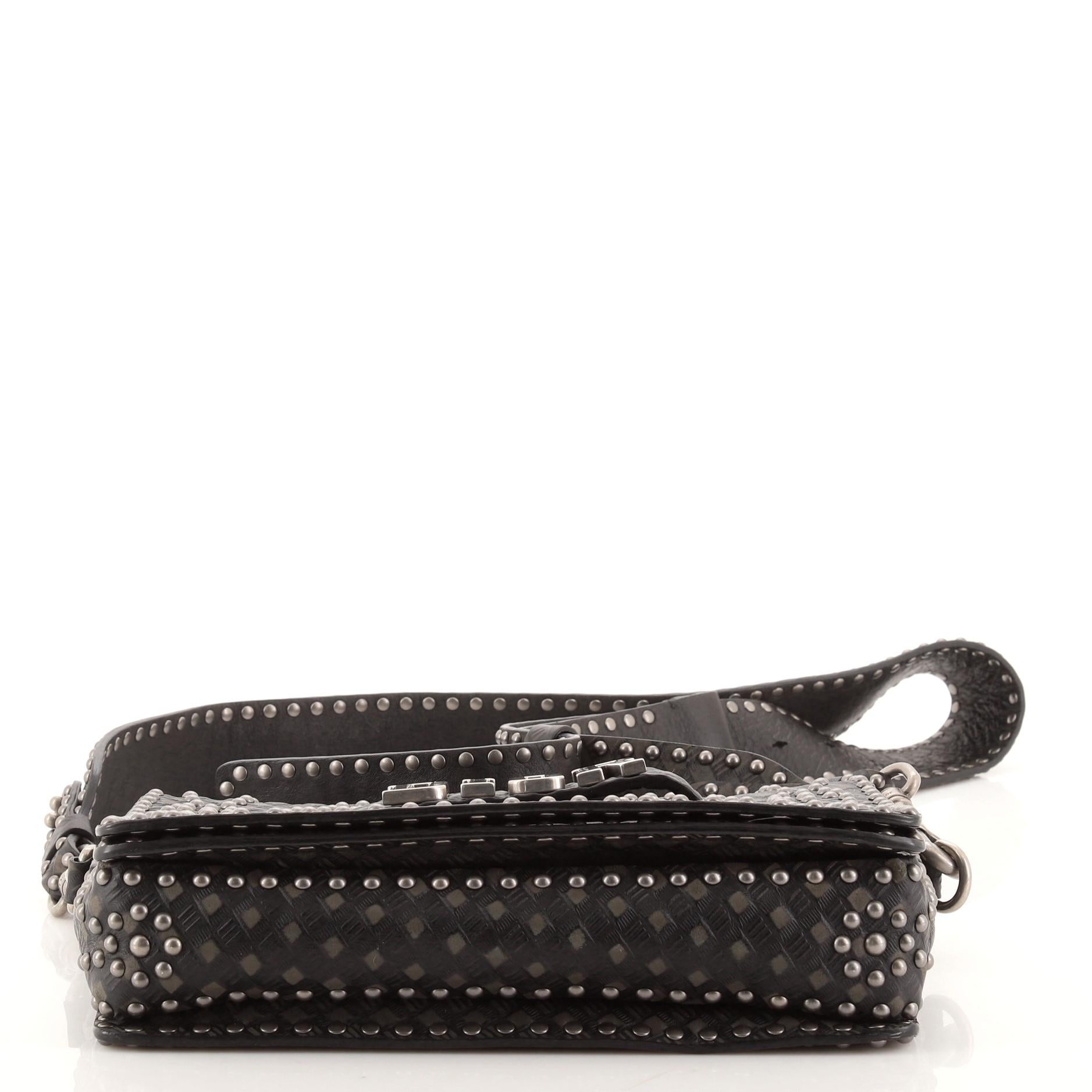 Black Christian Dior Dio(r)evolution Flap Bag Studded Embossed Leather Medium