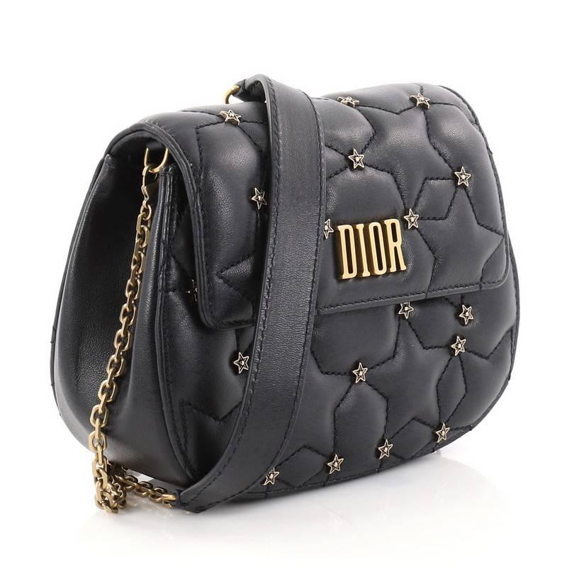 Black Christian Dior Dio(r)evolution Round Clutch with Chain Studded Leather Small